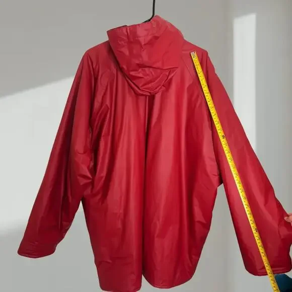 Misty Harbor Original Hooded Rain Jacket with Plaid Lining – Red (Unisex 2XL)